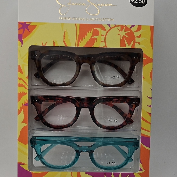 Jessica Simpson Reading Glasses Tortoise and Aqua New +2.50 - Picture 1 of 3